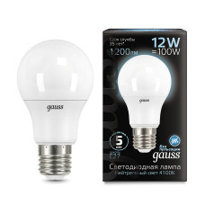 102502212 Лампа Gauss LED A60 globe 12W E27 4100K 1/10/40