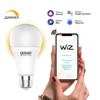 1050112 Лампа Светодиодная Gauss Smart Home DIM E27 A60 8.5 Вт 2700К 1/10/40