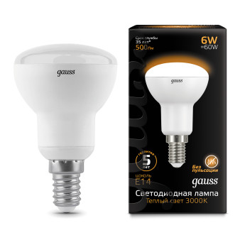 106001106 Лампа Gauss LED Reflector R50 E14 6W 2700K 1/10/50