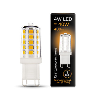 107309104 Лампа Gauss LED G9 AC185-265V 4W 400lm 2700K керамика 1/10/200