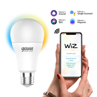 1080112 Лампа Светодиодная Gauss Smart Home DIM+CCT E27 A60 10 Вт 1/10/100