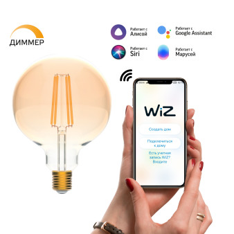 1320112 Лампа светодиодная филаментная Gauss Smart Home DIM E27 G95 Golden 7 Вт 1/40