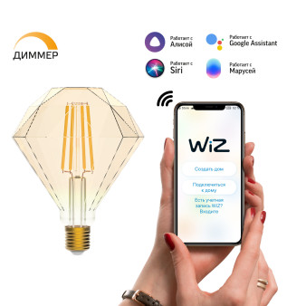 1350112 Лампа светодиодная филаментная Gauss Smart Home DIM E27 Diamond Golden 7 Вт 1/40