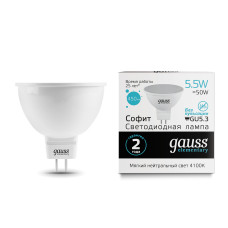 13526 Лампа Gauss LED Elementary MR16 GU5.3 5.5W 450lm 4100К 1/10/100 13526 Лампа Gauss LED Elementary MR16 GU5.3 5.5W 450lm 4100К 1/10/100