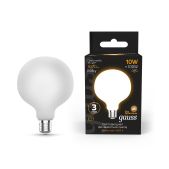 189202110 Лампа Gauss Filament G95 10W 1070lm 3000K E27 milky LED