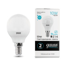 53120 Лампа Gauss LED Elementary Шар 10W E14 730lm 4100K 1/10/100
