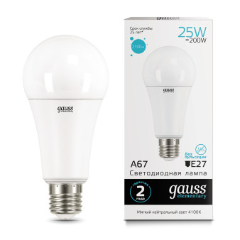 73225 Лампа Gauss LED Elementary A67 25W E27 2100lm 4100K 1/10/50