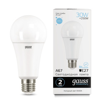 73239 Лампа Gauss LED Elementary A67 30W E27 2390lm 6500K 1/10/50